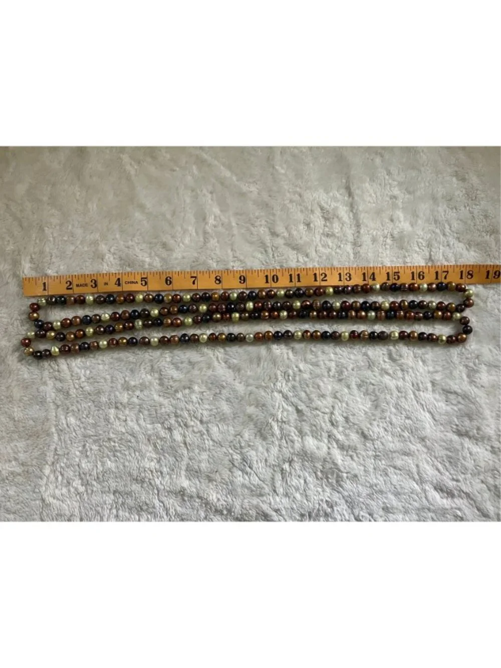 18inch Freshwater Pearl Necklace, beige-chocolate-brown colored. 8 mm
